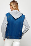 Women's Denim  Jacket with Fleece Hoodies Blue Age