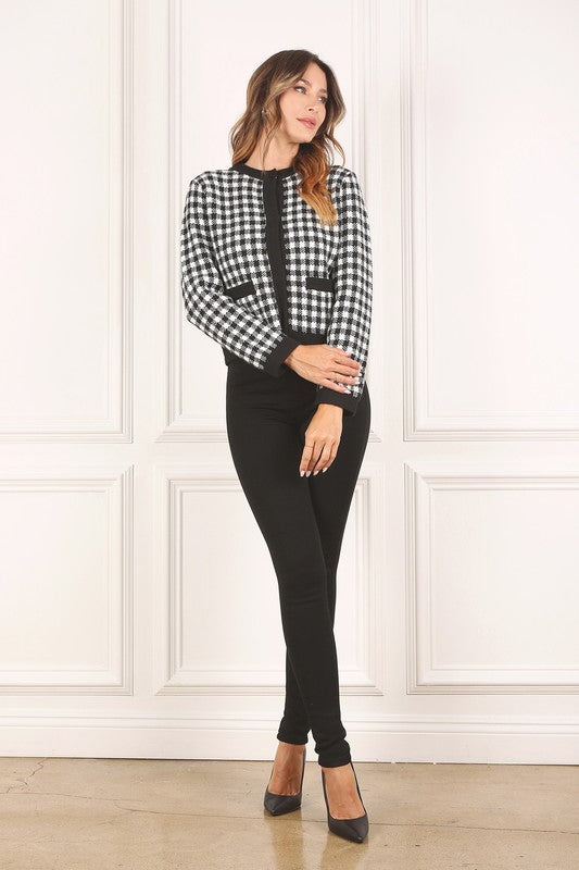 Black check knitted jacket Lilou