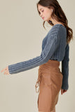 V-Neck Washed Crop Sweater Mustard Seed