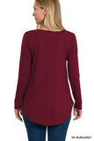 Long Sleeve V-Neck Round Hem Top ZENANA