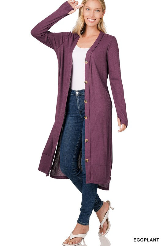 Ribbed Long Cardigan ZENANA