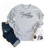 Faith Over Fear Floral Long Sleeve Graphic Tee Uplifting Threads Co