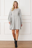 Stripe Bishop Sleeve Mini Dress EG fashion