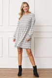 Stripe Bishop Sleeve Mini Dress EG fashion