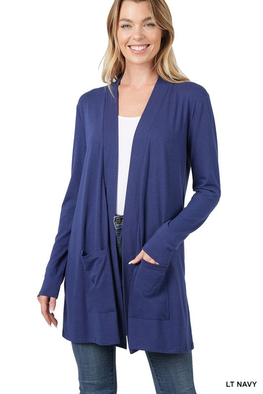 Slouchy Pocket Open Cardigan ZENANA