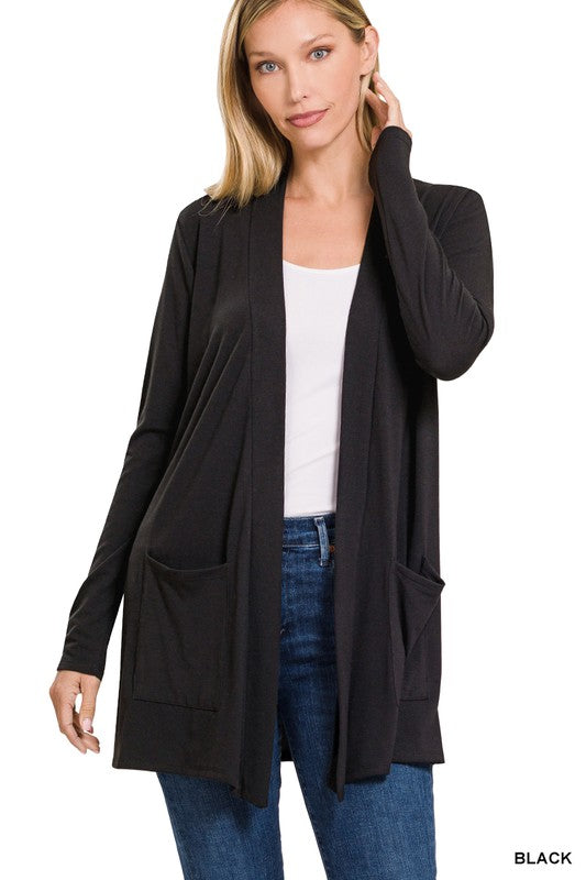 Slouchy Pocket Open Cardigan ZENANA