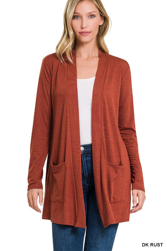 Slouchy Pocket Open Cardigan ZENANA