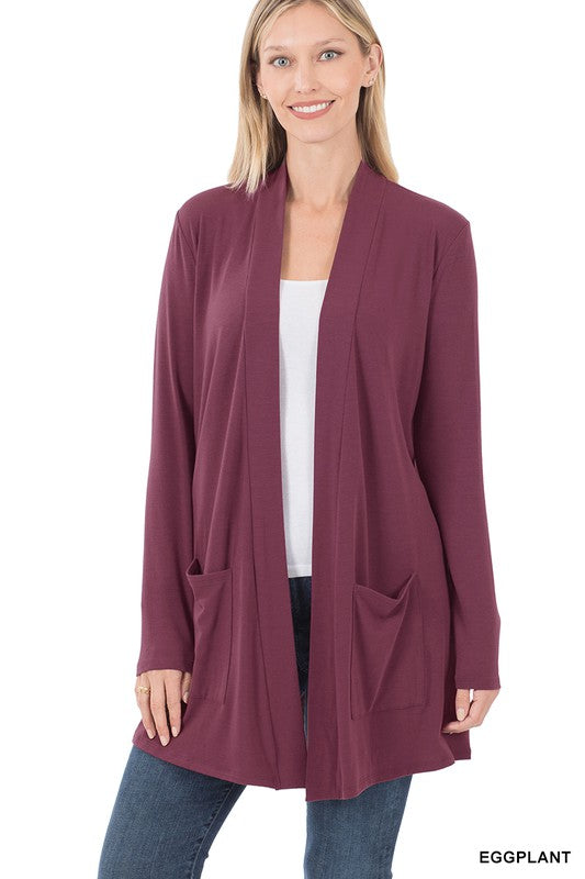 Slouchy Pocket Open Cardigan ZENANA