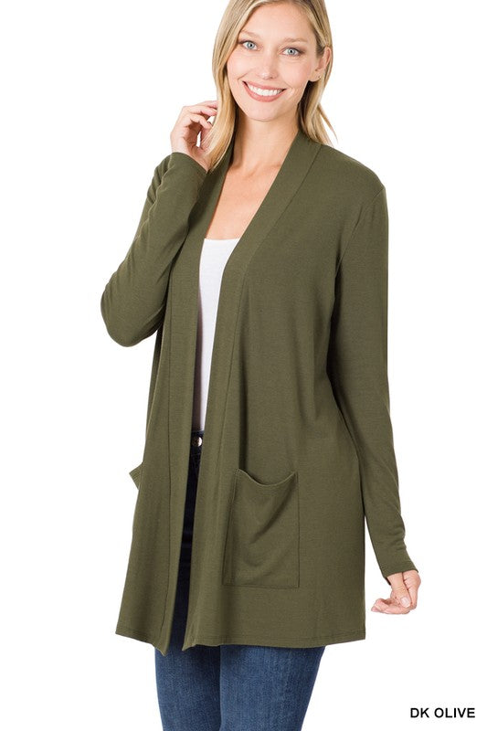 Slouchy Pocket Open Cardigan ZENANA