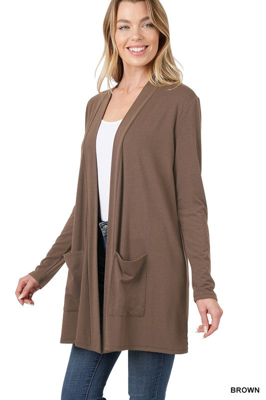 Slouchy Pocket Open Cardigan ZENANA