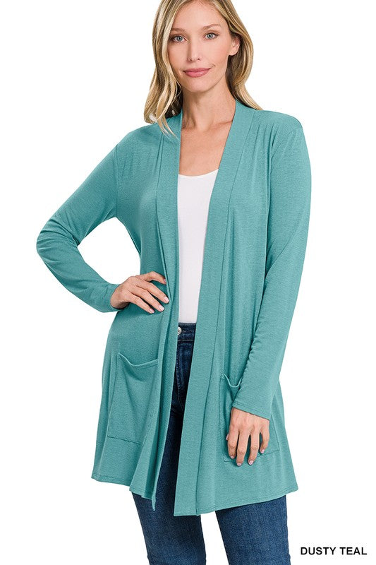 Slouchy Pocket Open Cardigan ZENANA