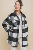 Plaid Bust Pocket Shacket Love Tree