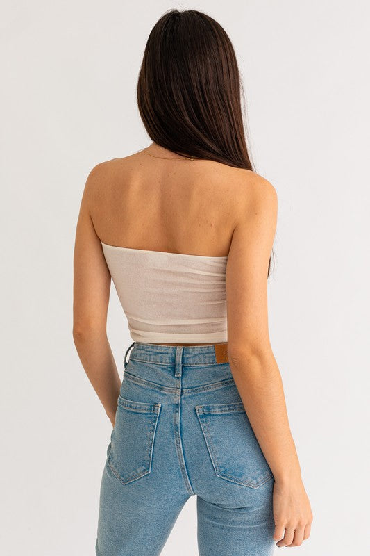 LE LIS Summer Front Twist Tube Strapless Crop Top LE LIS