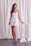 Do + Be Elegant Tiered Lace Knitted A-Line Sweetheart Neck Mini Dress Do + Be Collection