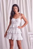 Do + Be Elegant Tiered Lace Knitted A-Line Sweetheart Neck Mini Dress Do + Be Collection