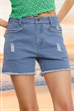 CASUAL WASHED STYLE DENIM SHORTS WITH POCKETS La Miel