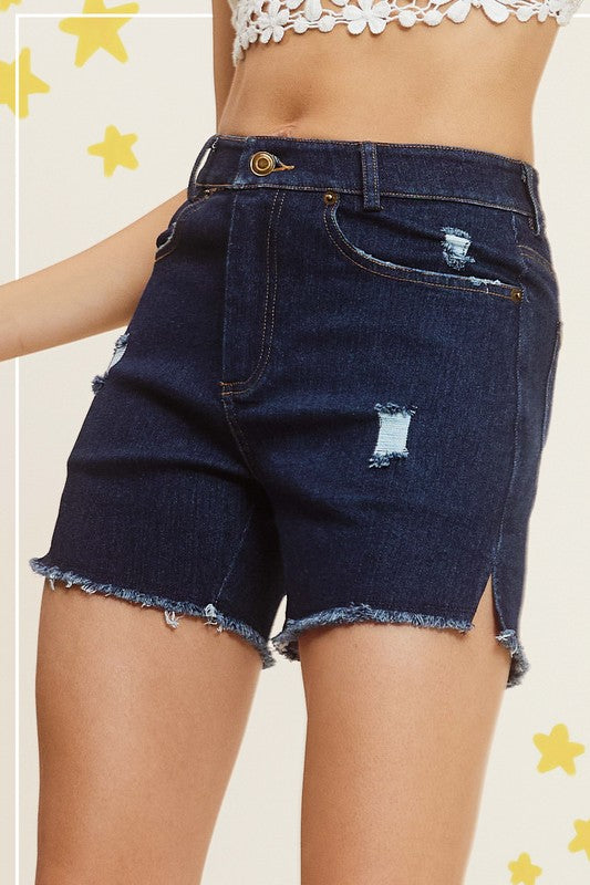 CASUAL WASHED STYLE DENIM SHORTS WITH POCKETS La Miel