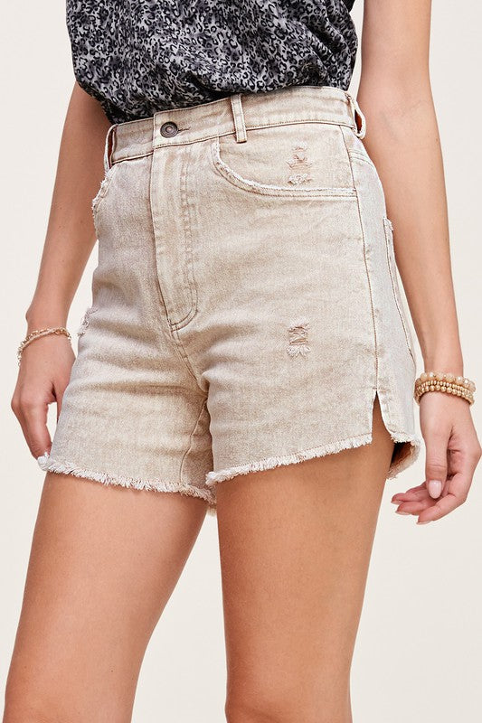 CASUAL WASHED STYLE DENIM SHORTS WITH POCKETS La Miel