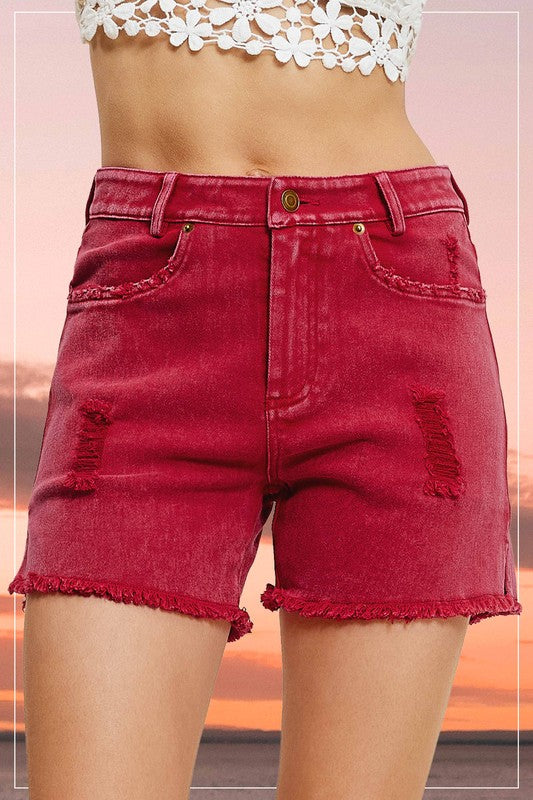 CASUAL WASHED STYLE DENIM SHORTS WITH POCKETS La Miel