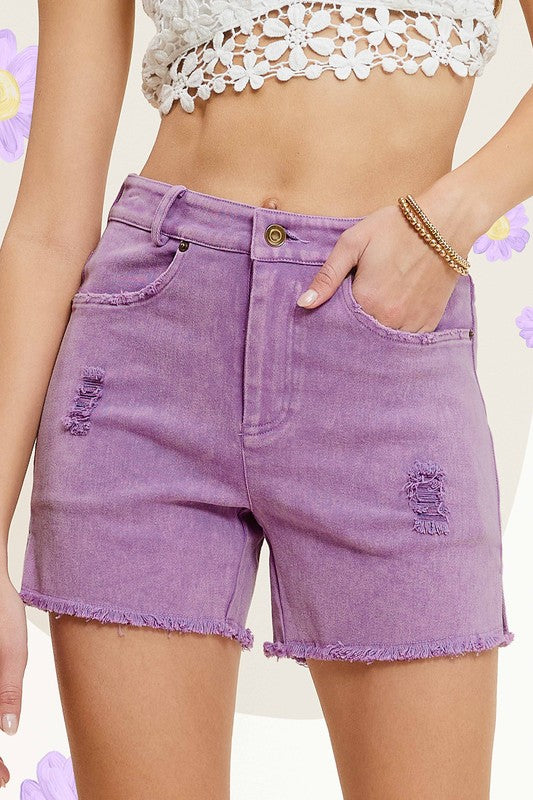 CASUAL WASHED STYLE DENIM SHORTS WITH POCKETS La Miel