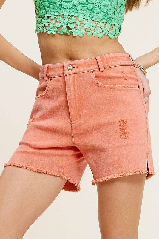 CASUAL WASHED STYLE DENIM SHORTS WITH POCKETS La Miel