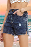 CASUAL WASHED STYLE DENIM SHORTS WITH POCKETS La Miel