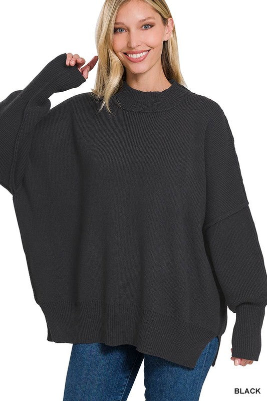 Side Slit Oversized Sweater ZENANA