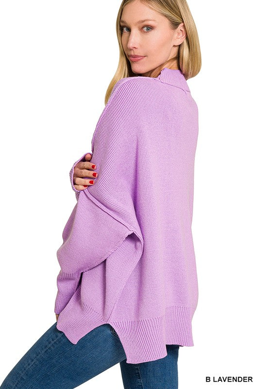 Side Slit Oversized Sweater ZENANA