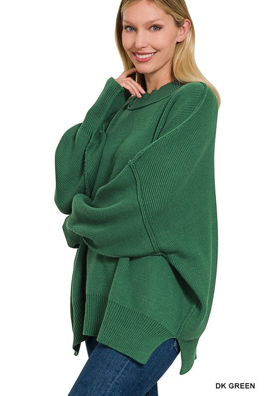 Side Slit Oversized Sweater ZENANA