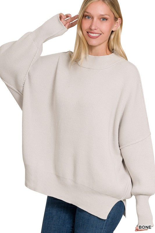 Side Slit Oversized Sweater ZENANA