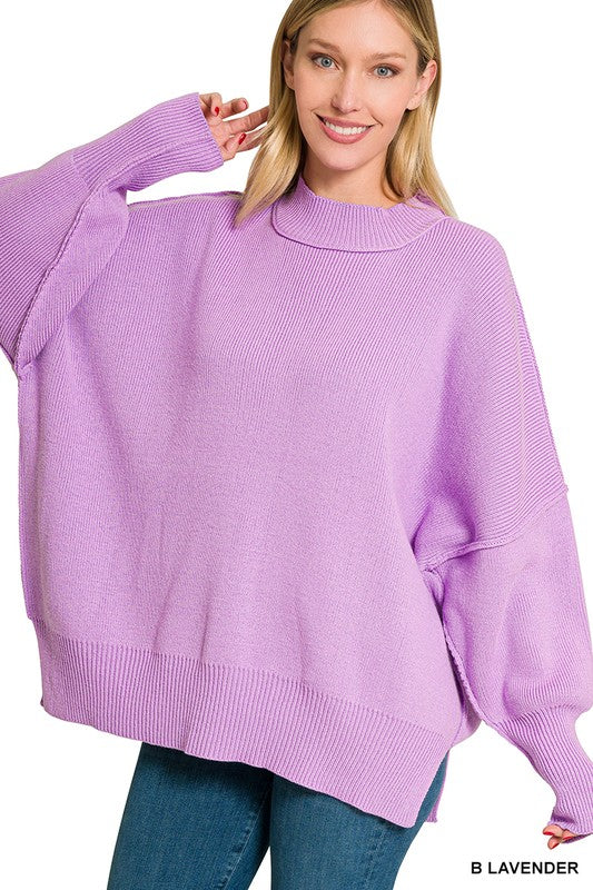 Side Slit Oversized Sweater ZENANA