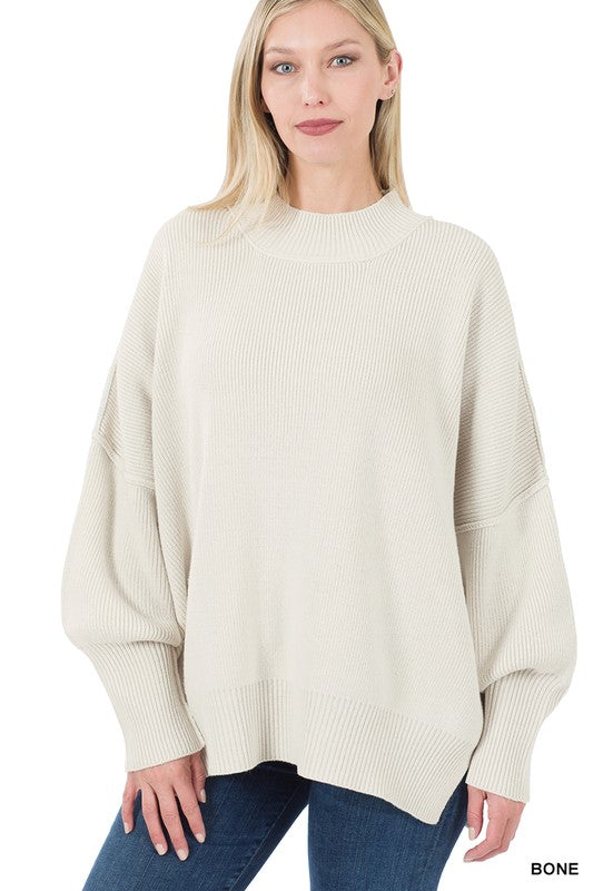 Side Slit Oversized Sweater ZENANA