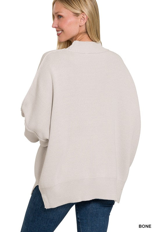 Side Slit Oversized Sweater ZENANA