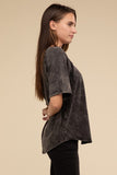 Back Patch Crinkle Washed Raglan Sleeve T-Shirt ZENANA