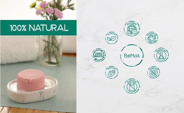 BeNat All-Natural Shampoo Bar & Conditioner Bar Bundle with Antioxidants to Support Healthy Hair Plastic-Free. No GMO's, No Detergents. - Rosa Apparel