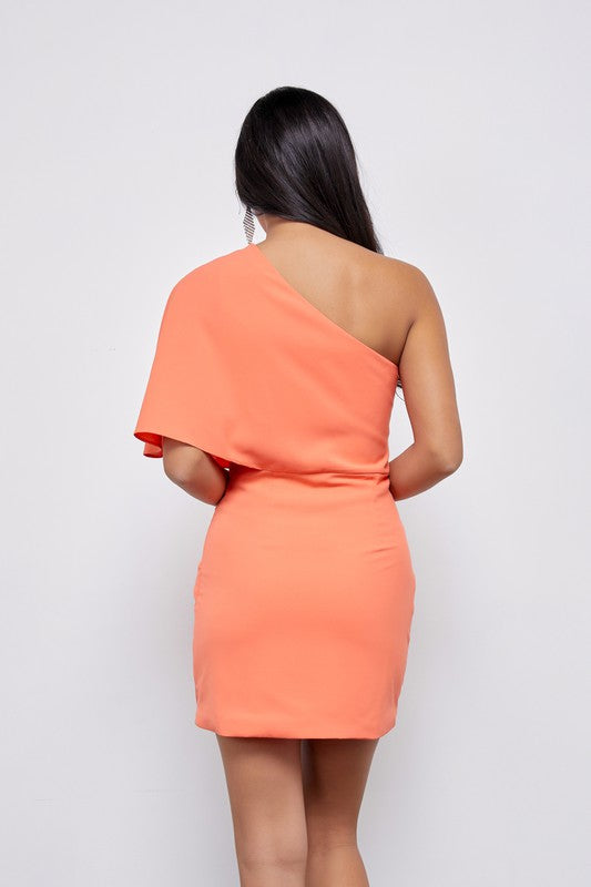 Do + Be Chic One Shoulder Wrap Sleeveless Ruched Asymetric Mini Dress Do + Be Collection