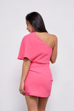 Do + Be Chic One Shoulder Wrap Sleeveless Ruched Asymetric Mini Dress Do + Be Collection