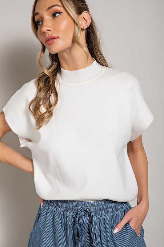 Mock Neck Short Sleeve Top eesome