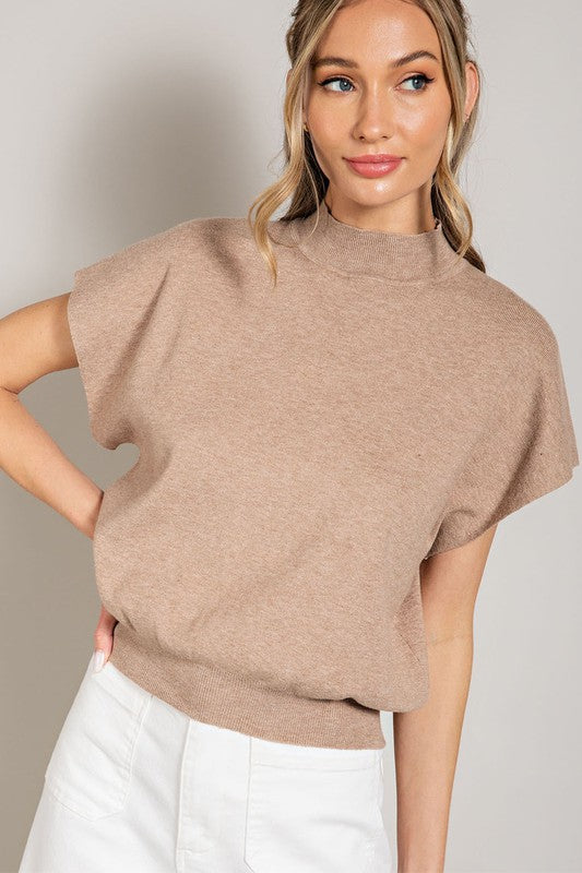 Mock Neck Short Sleeve Top eesome