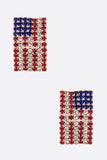 Rhinestone American Flag 4th of July 1" Drop Earrings LA Jewelry Plaza