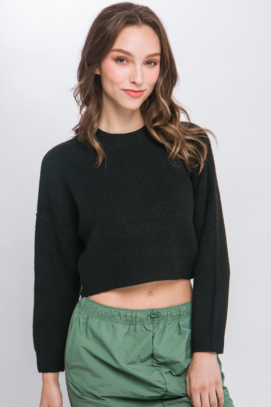 Wool Blend Cropped Sweater Top Love Tree