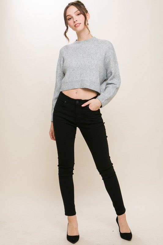 Wool Blend Cropped Sweater Top Love Tree