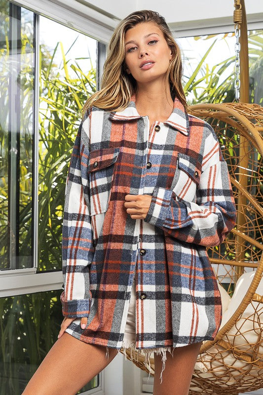 Textured Shirts With Big Checkered Point BiBi