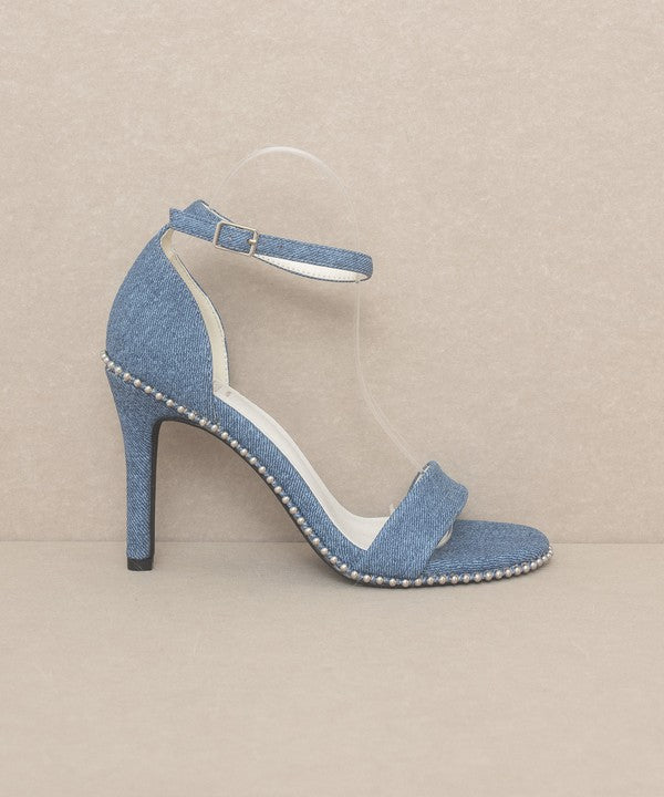 OASIS SOCIETY Dublin - Metal Stud Open Toe Heels - Rosa Apparel