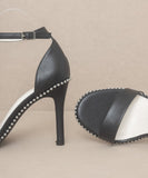 OASIS SOCIETY Dublin - Metal Stud Open Toe Heels - Rosa Apparel