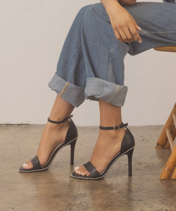 OASIS SOCIETY Dublin - Metal Stud Open Toe Heels - Rosa Apparel