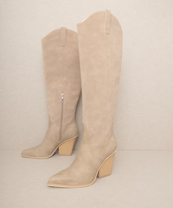 OASIS SOCIETY Barcelona - Knee High Pointed Toes Western Boots - Rosa Apparel