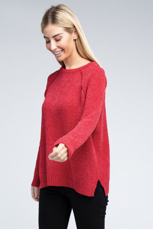 Raglan Chenille Sweater ZENANA