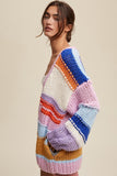 Hand Knit Multi Striped Cardigan Listicle