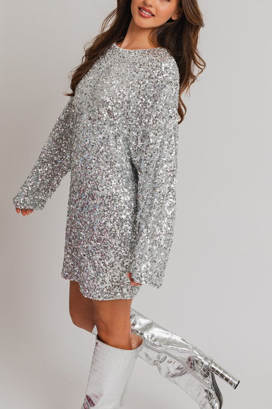 Long Sleeve Sequin Mini Dress LE LIS